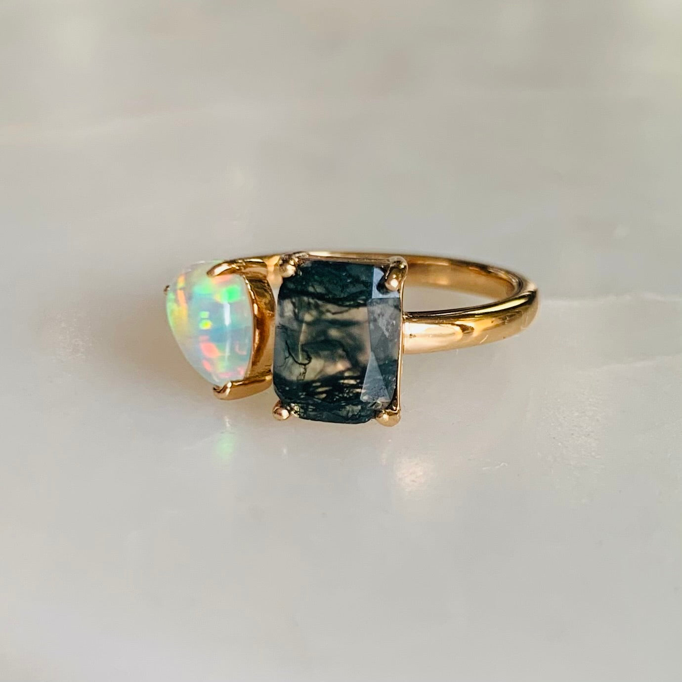 Lucia Moss Agate And Opal Ring