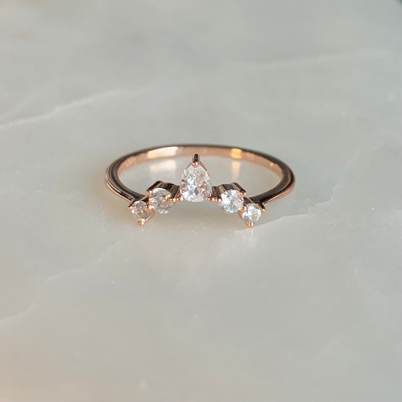 Nura Stacking Ring Rose gold cubic zirconia crown stacking ring
