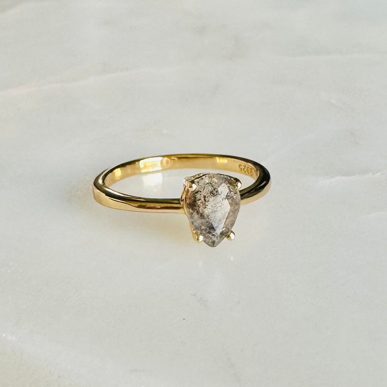 Zara Salt and Pepper Diamond Ring | 14K Yellow Gold Vermeil