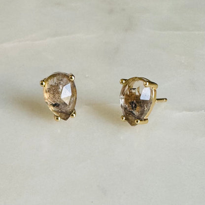 Romana Salt and Pepper Diamond Stud Earrings | 14K Yellow Gold Vermeil