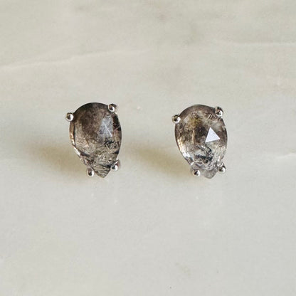 Romana Salt and Pepper Diamond Stud Earrings | Rhodium Plated