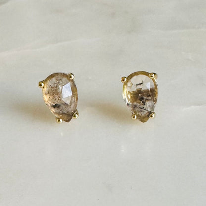 Romana Salt and Pepper Diamond Stud Earrings | 14K Yellow Gold Vermeil