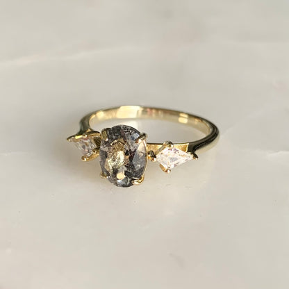 Camille Salt and Pepper Diamond Ring | 14K Yellow Gold Vermeil