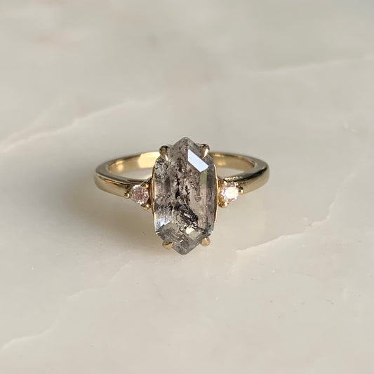 Imogen Salt and Pepper Diamond Ring | 14K Yellow Gold Vermeil