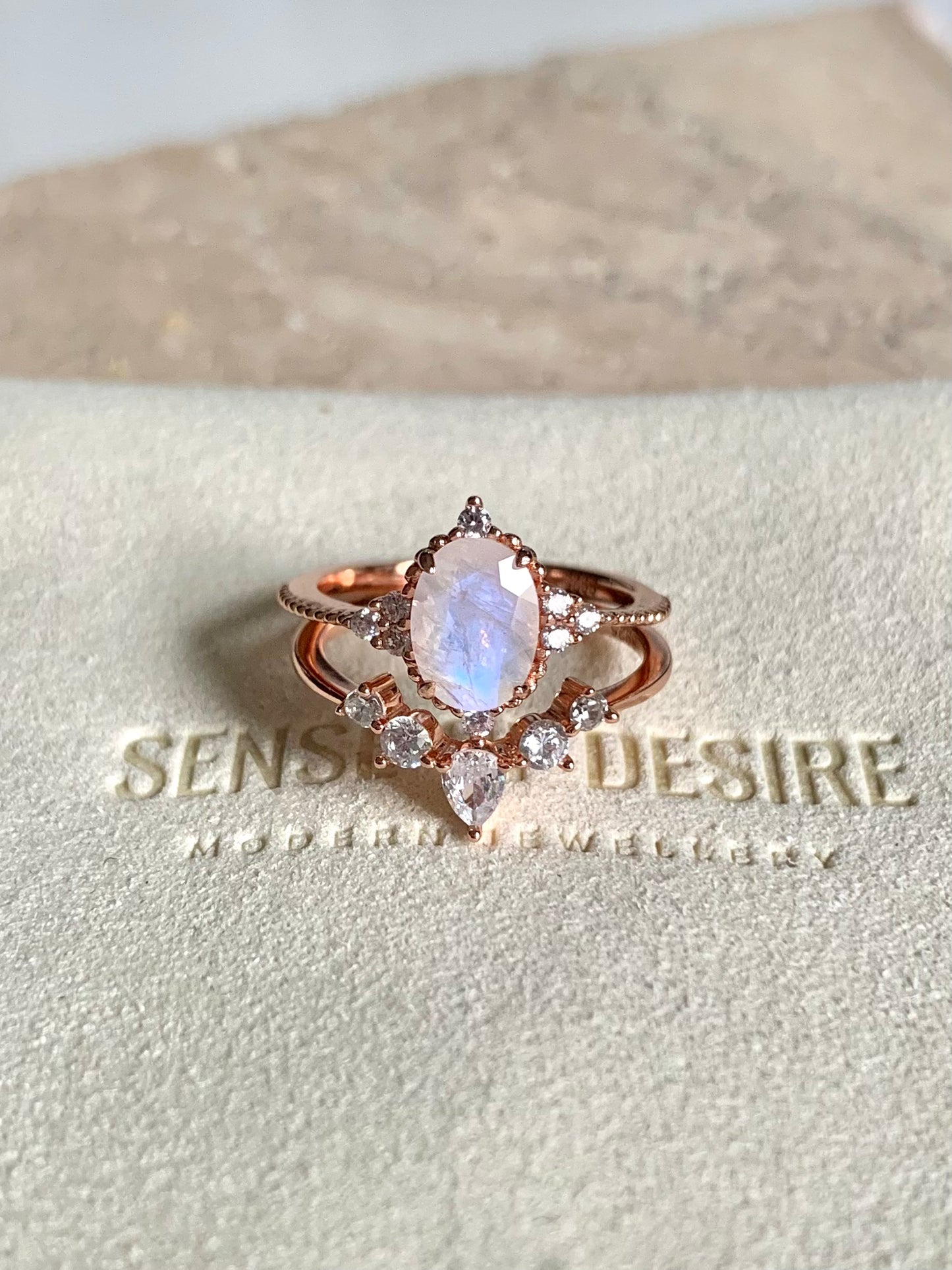 Queenie Moonstone Ring | 14K Rose Gold Vermeil