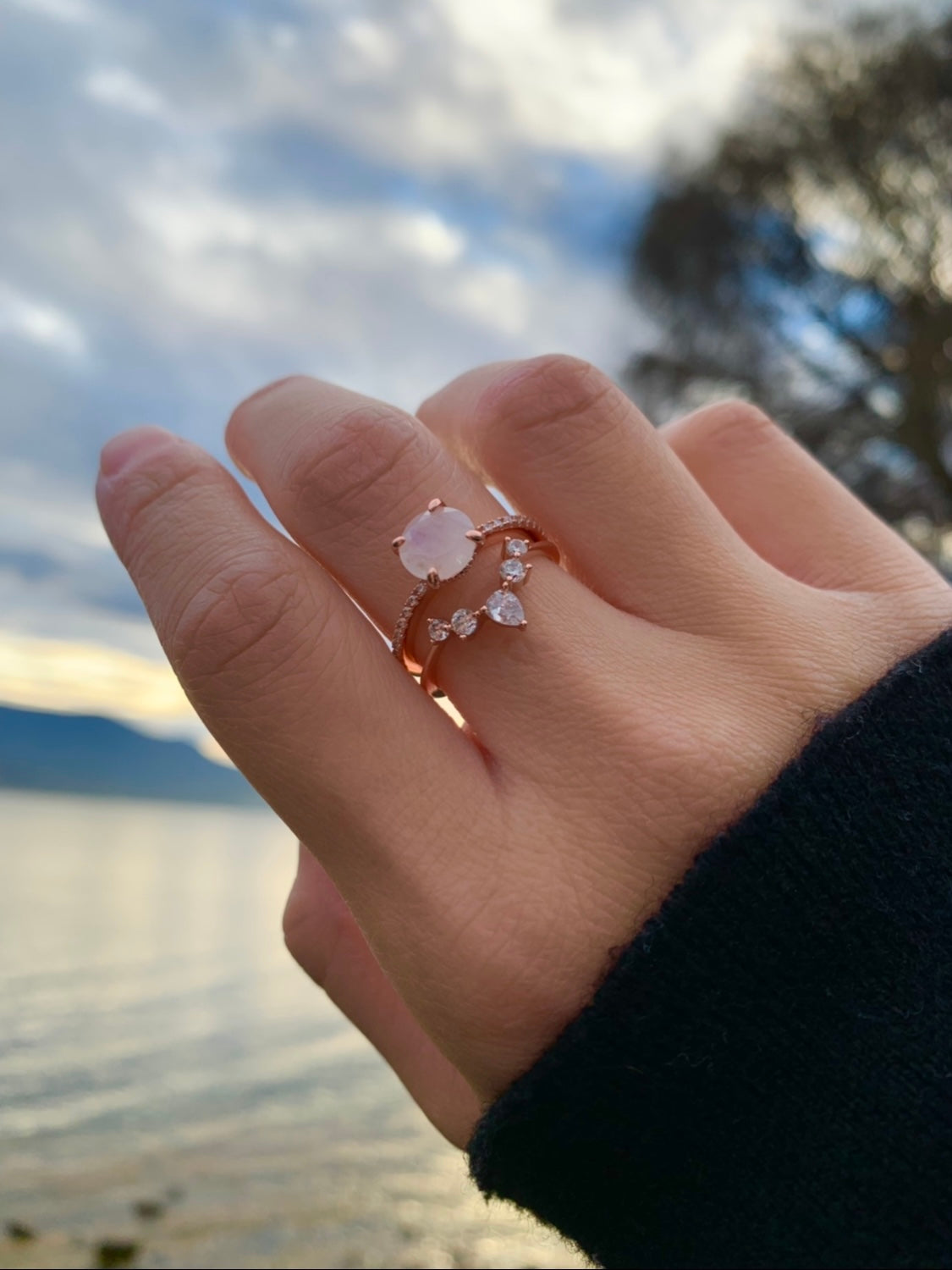 Selene Moonstone Ring | Rose Gold Plated