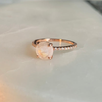 Selene Moonstone Ring | Rose Gold Plated