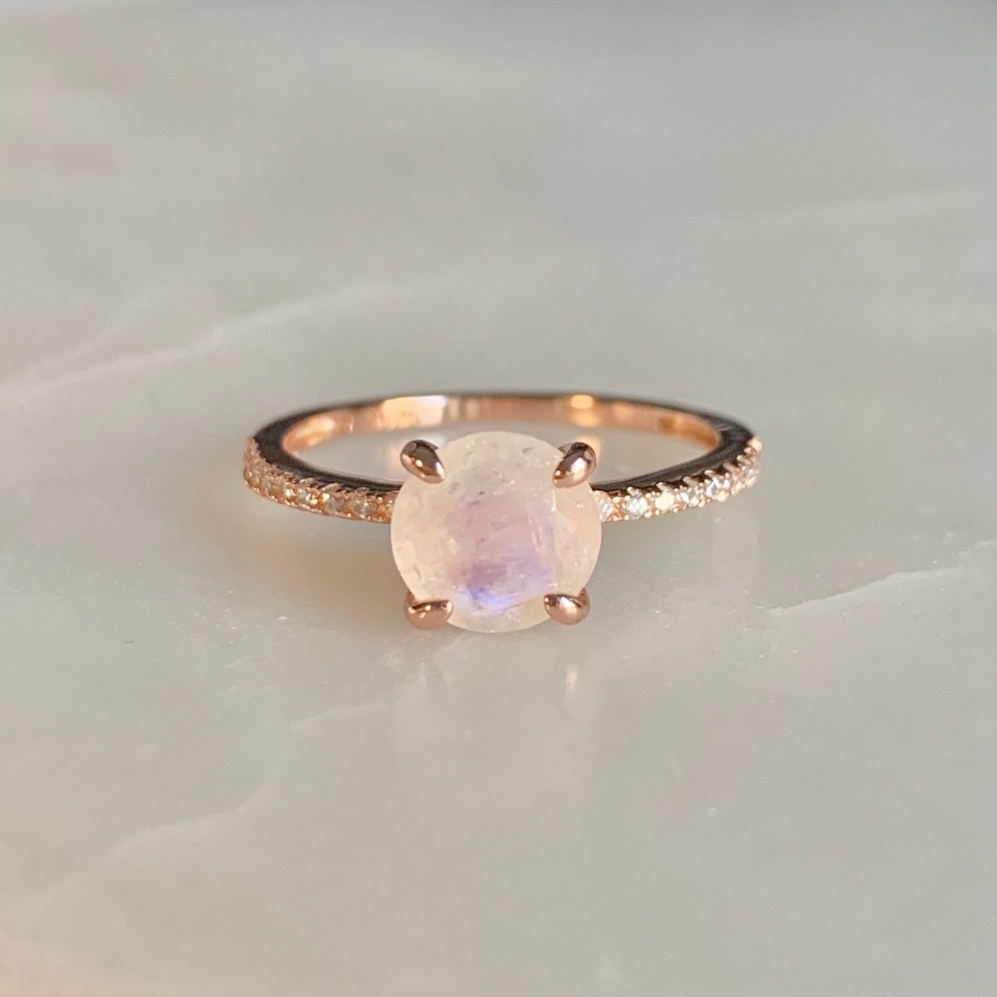 Selene Moonstone Ring | Rose Gold Plated