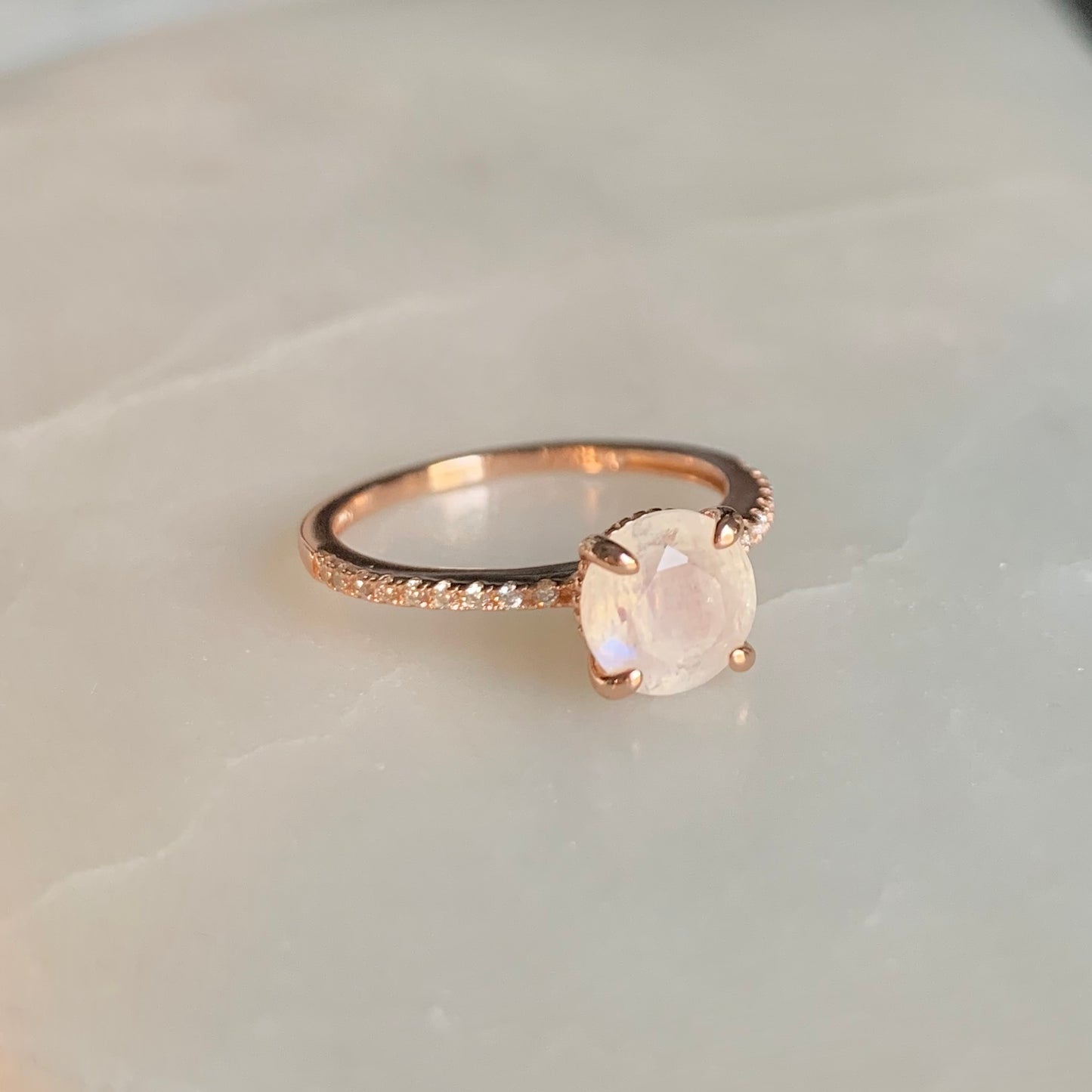 Selene Moonstone Ring | Rose Gold Plated