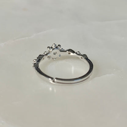 Nora Moonstone Ring | Rhodium Plated