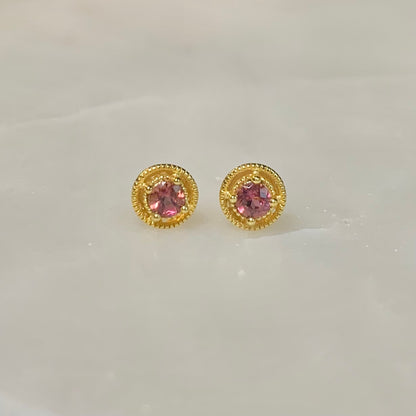 Amelie Pink Tourmaline Stud Earrings