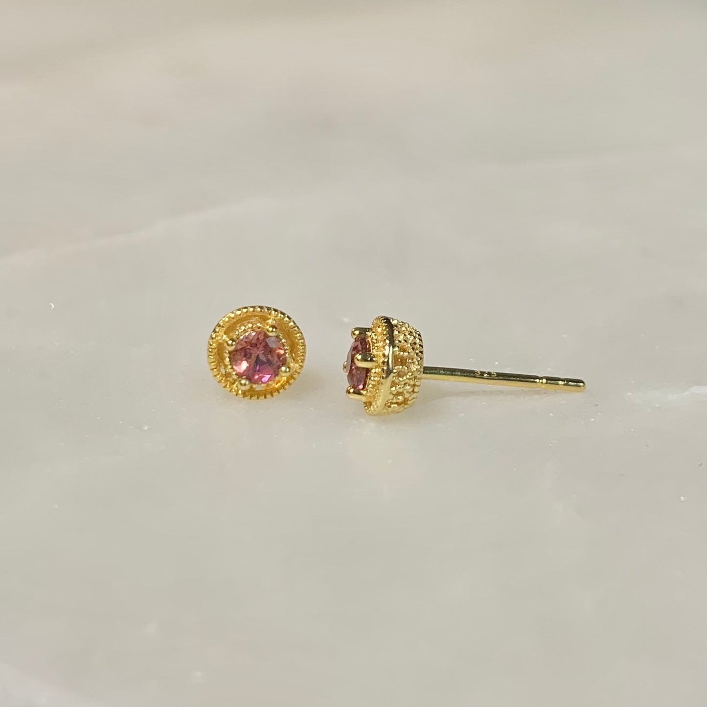 Amelie Pink Tourmaline Stud Earrings