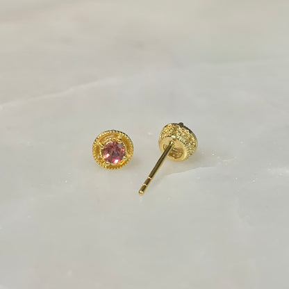 Amelie Pink Tourmaline Stud Earrings