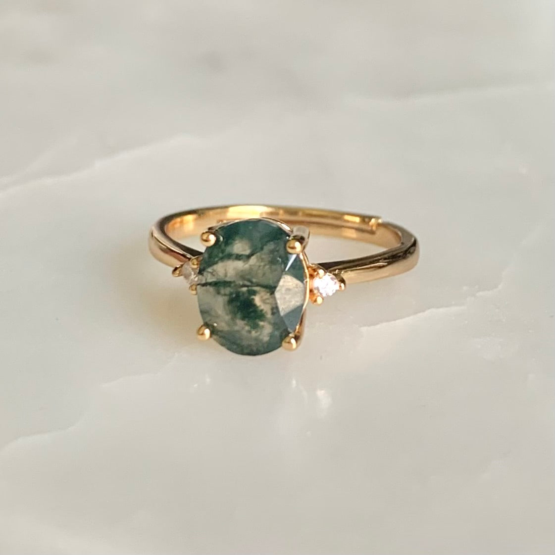Helena Moss Agate Ring | 14K Yellow Gold Plated – SENSE OF DESIRE