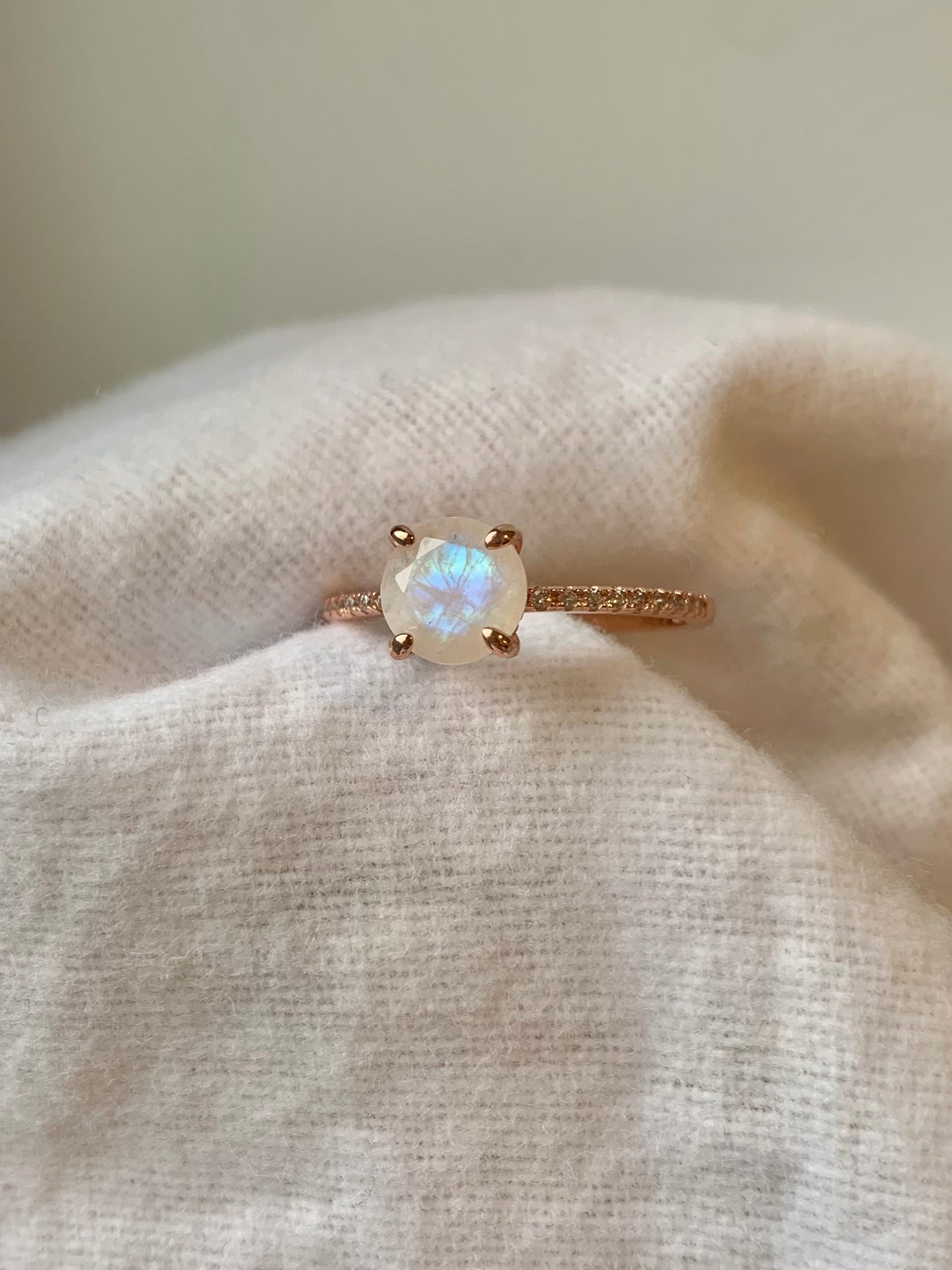 Selene Moonstone Ring | Rose Gold Plated